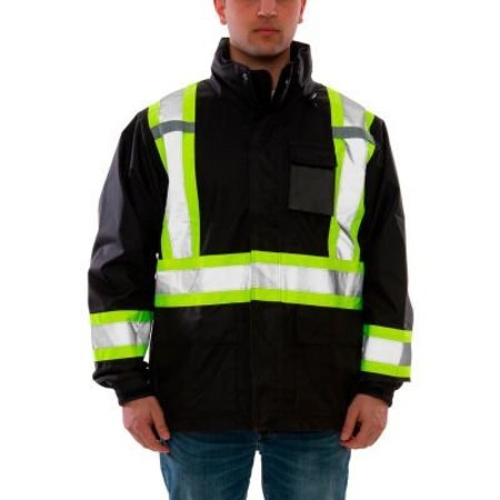 TINGLEY RUBBER Tingley® Icon„¢ Jacket, Black with Fluorescent Yellow/Green Tape, 5XL J24123C.5X